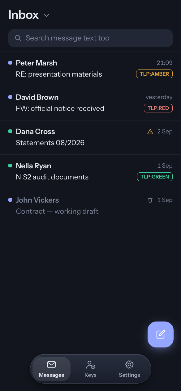 Message list on a phone