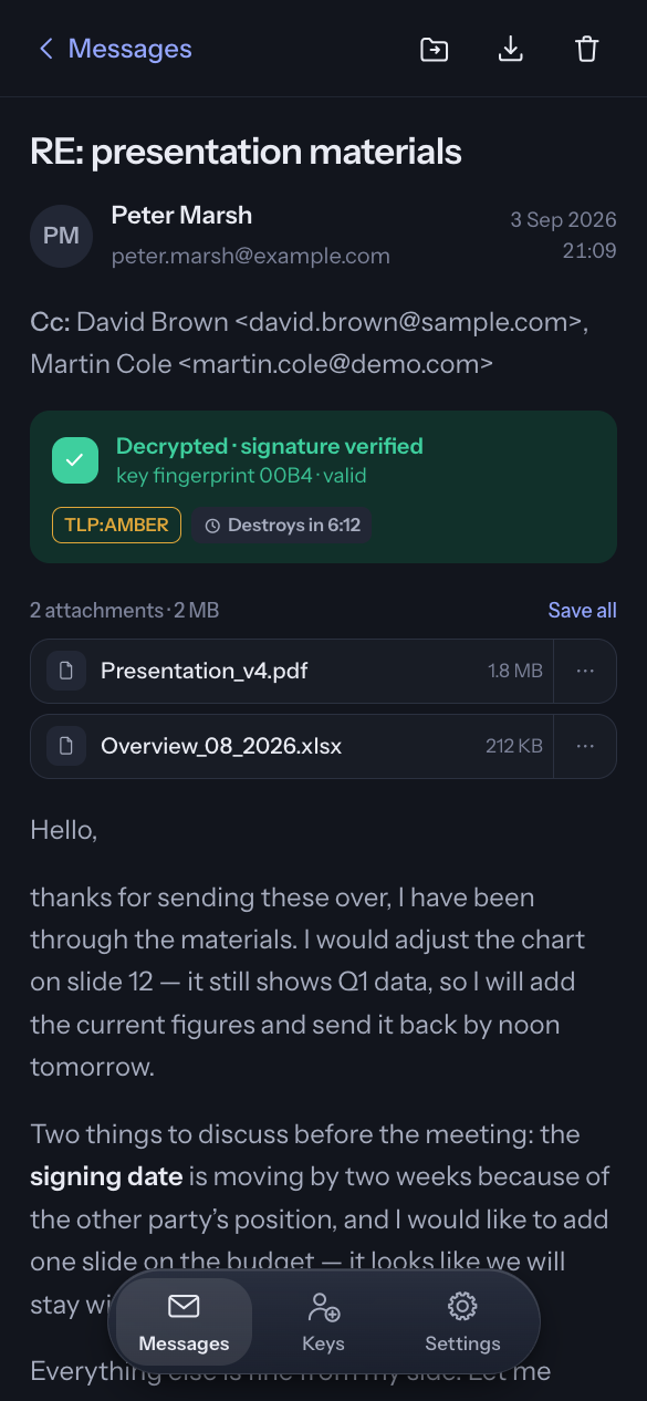 A message on a phone