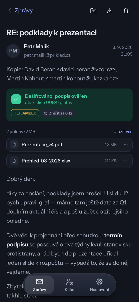 Zpráva na telefonu