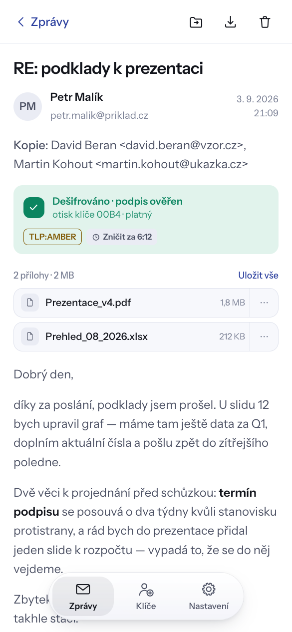 Zpráva na telefonu